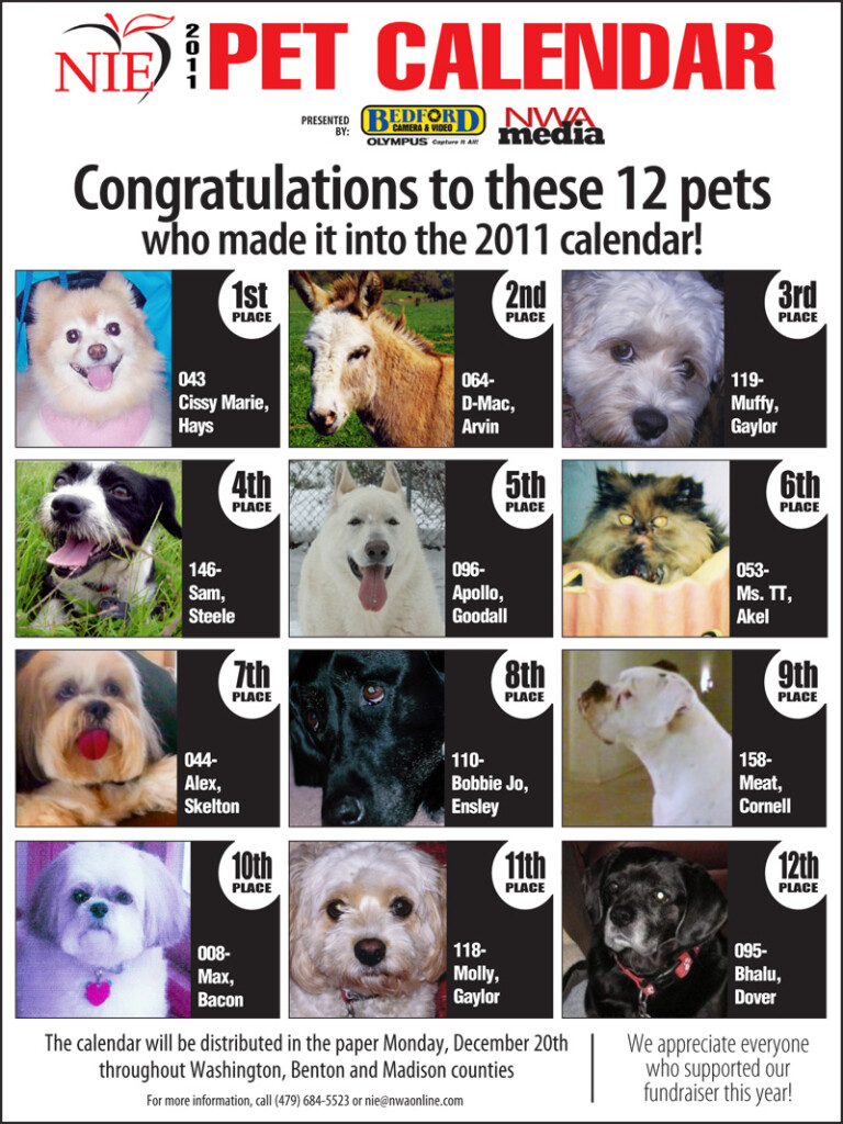 2011 Pet Calendar Northwest Arkansas Democrat Gazette