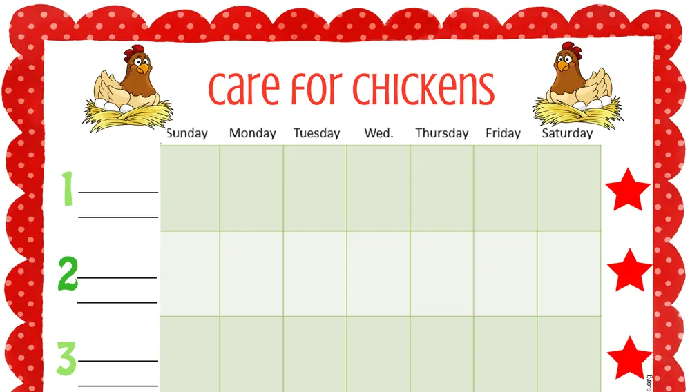 Care For Chickens Weekly Pet Care Chart ACN Latitudes