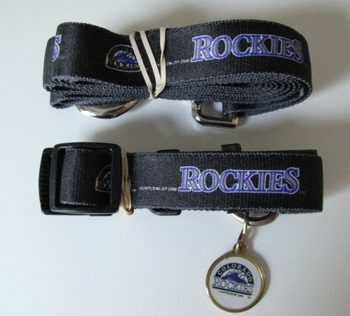 Colorado Rockies Pet Dog Leash Set Collar ID Tag Gift Size Small
