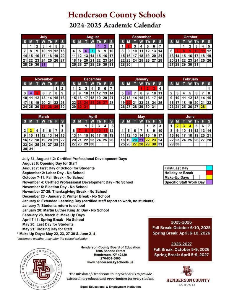 Henderson Collegiate Calendar 2025 2026 Judi Sabina