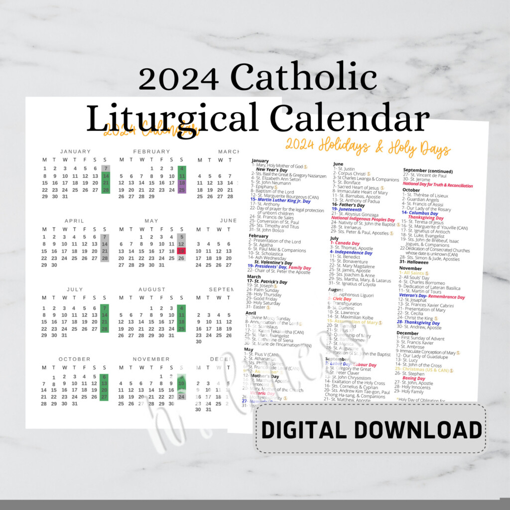 Liturgical Calendar 2024 Printable Calendar 2024 Printable Calendar 