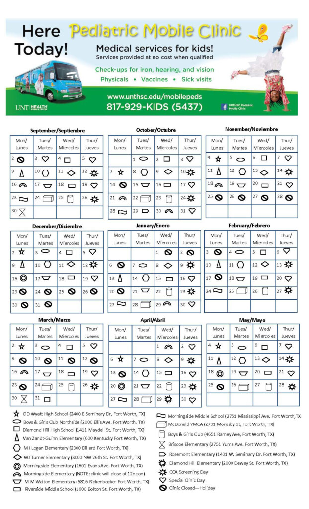Peta Mobile Clinic Calendar