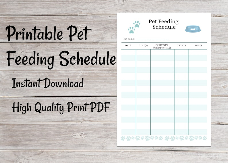 Printable Pet Feeding Chart Template
