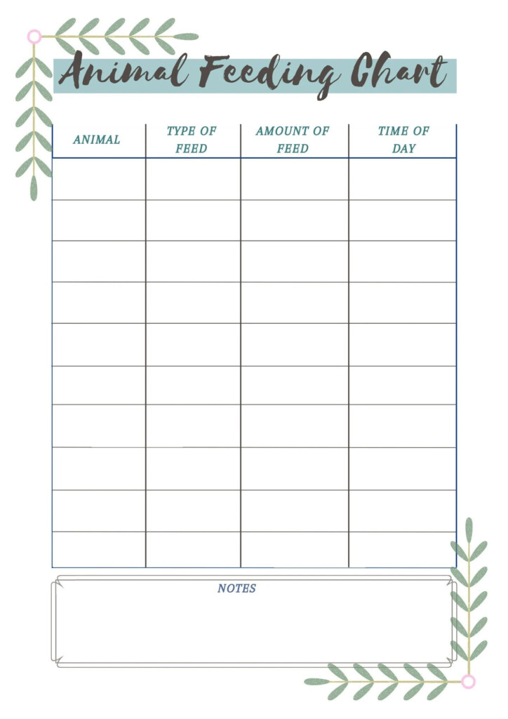 Printable Pet Feeding Chart Template