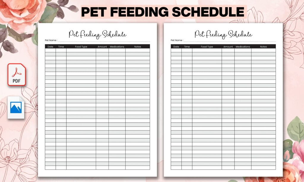 Printable Pet Feeding Chart Template Printable Templates Online By 