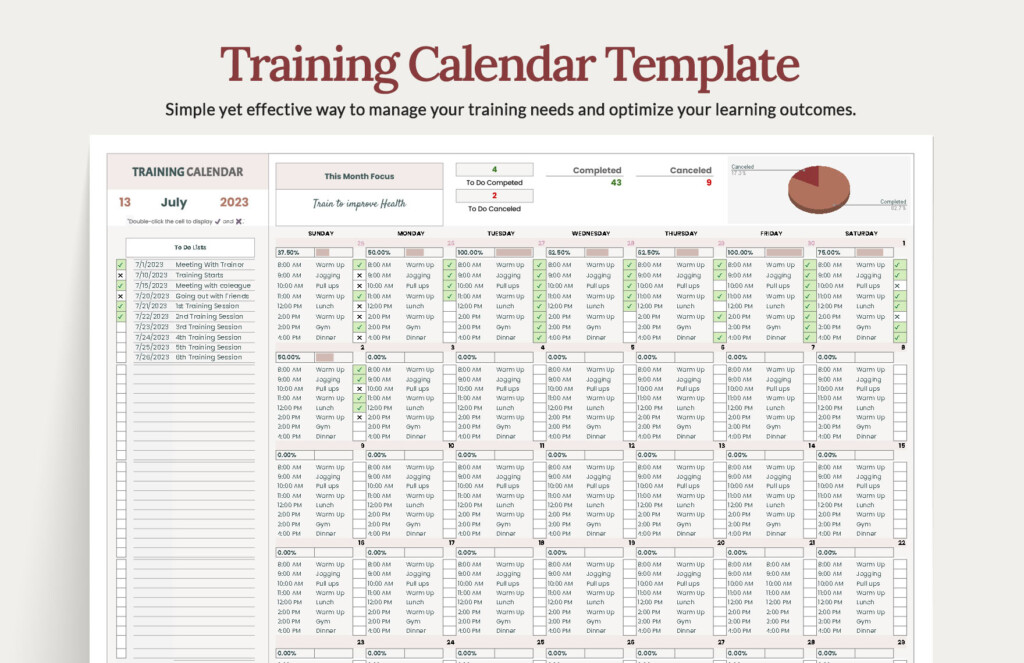 Quarterly Training Calendar Template In Word PSD Illustrator 