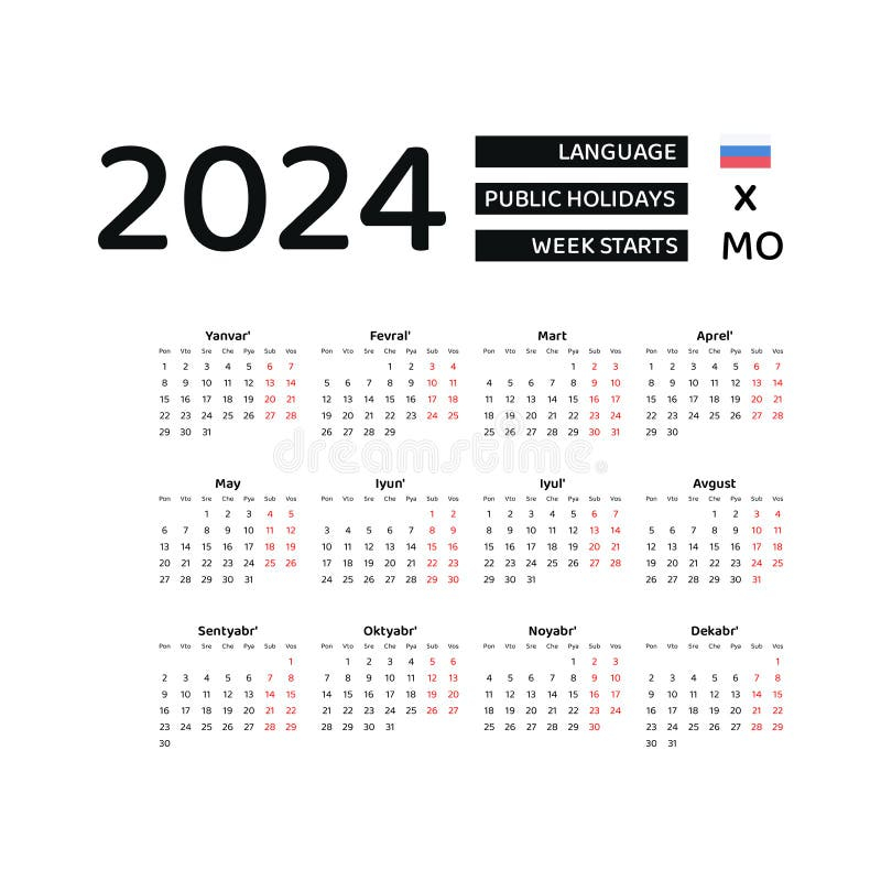 Russian Calendar 2024 Emmye Iseabal
