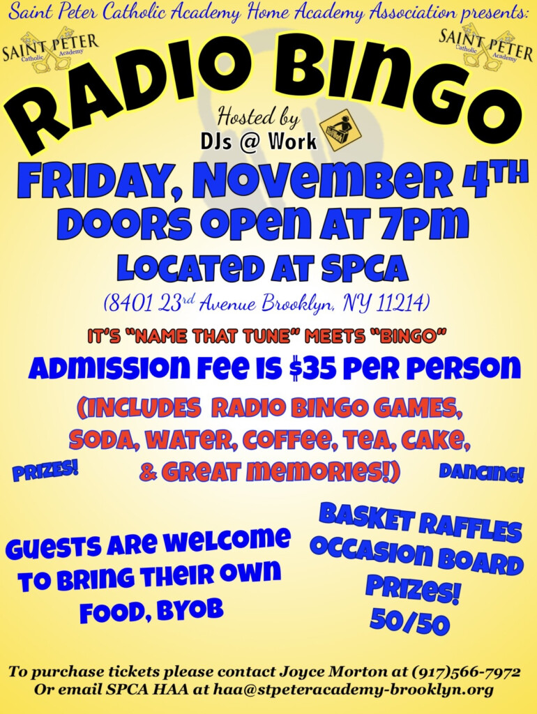 Saint Peter Catholic Academy Radio Bingo Catholic Gatherings