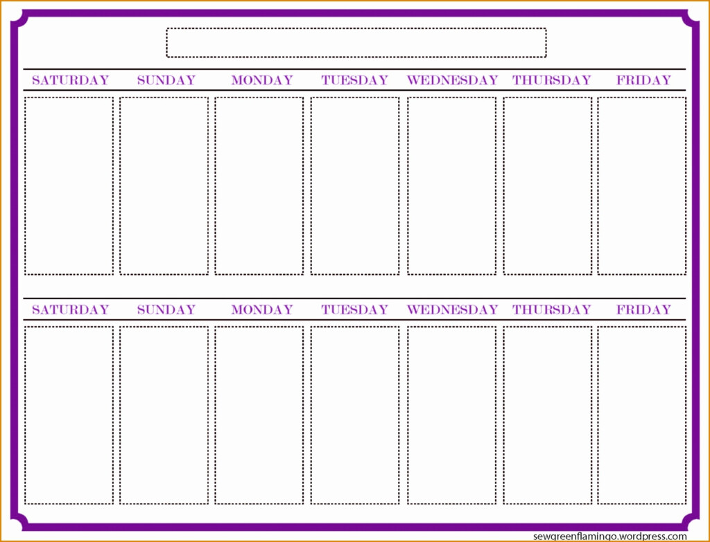 2 Week Blank Printable Calendar Template Calendar Design