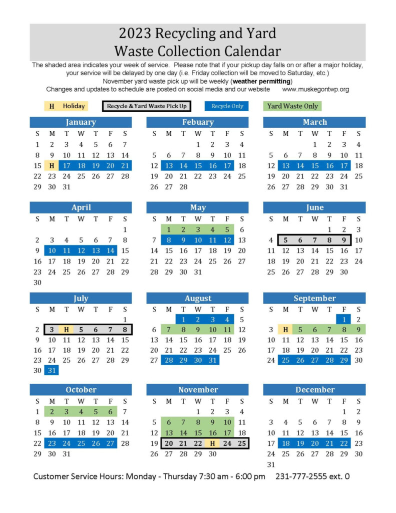 2023 Recycling And Yard Waste Calendar Muskegon Township