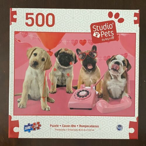 500 Piece Puzzle Studio Pets By Myrna SureLox Puppies Excellent Cond 