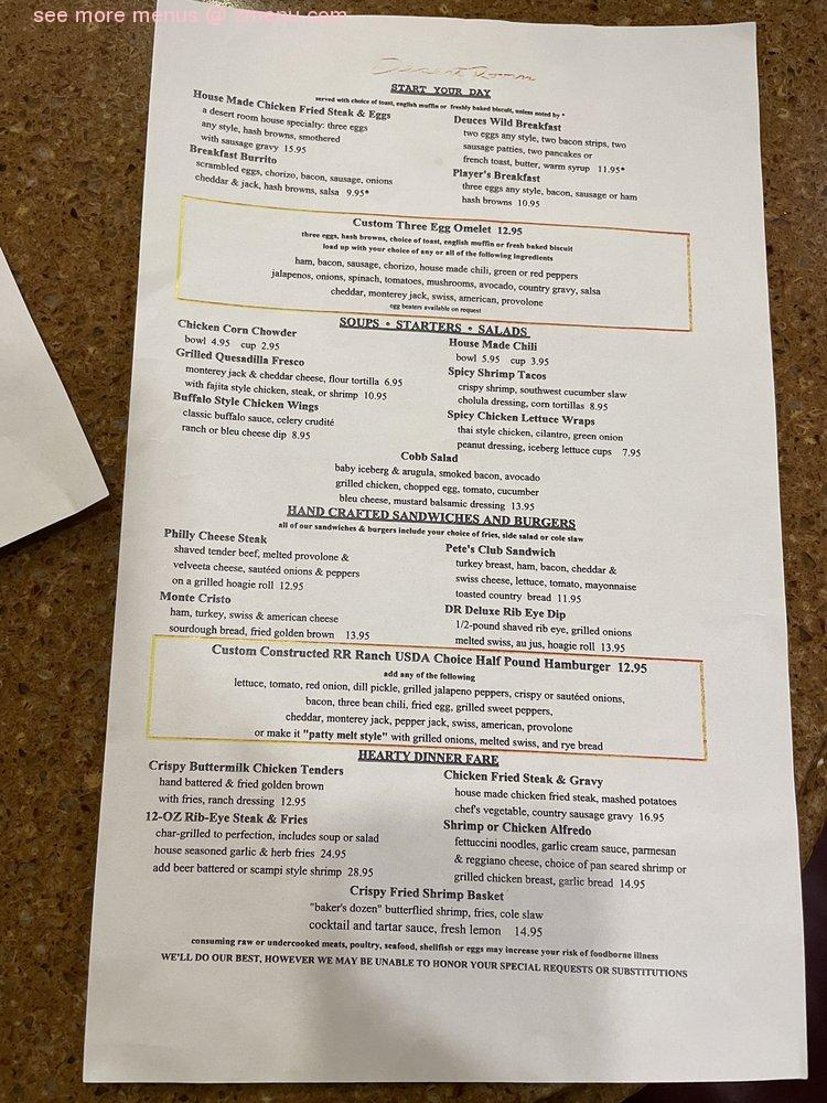 Cactus Petes Desert Room Menu Bestroom one