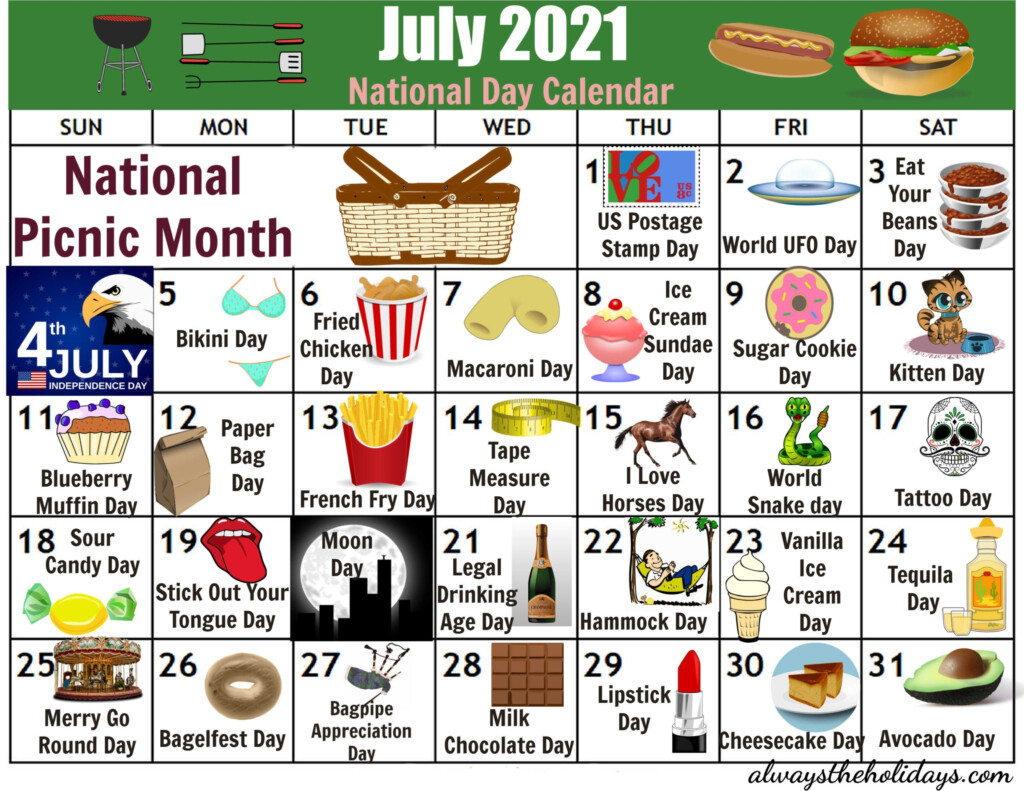 Catch Printable National Days Calendar 2021 Best Calendar Example
