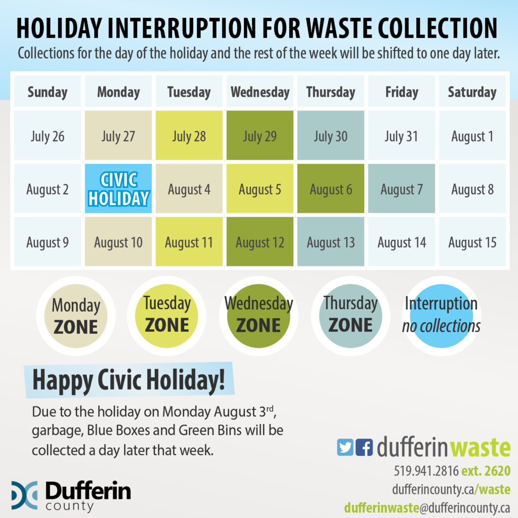Dufferin County Waste Calendar CountyCalendars