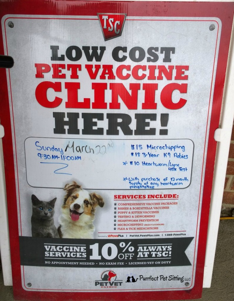 Low Cost Pet Vaccination Clinic At Tractor Supply March 22 2015 