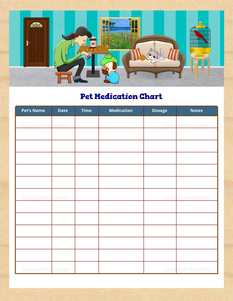 Pet Medication Chart Printable Dog Medication Schedule Cat Medication 