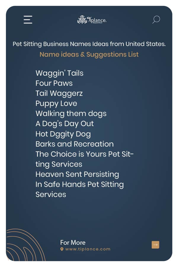 Pet Sitting Business Names Ideas From United States Tiplance