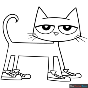 Pete The Cat Coloring Page Easy Drawing Guides