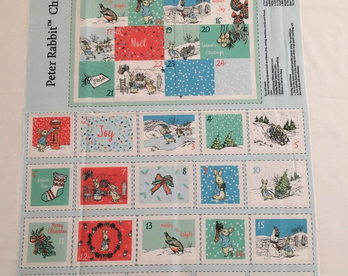 Peter Rabbit Christmas Advent Calendar Panel Beatrix Potter Fabric 
