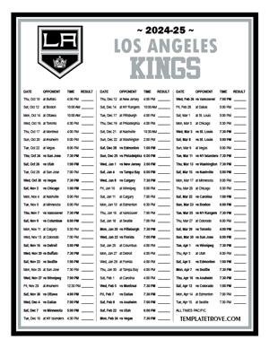 Printable 2024 2025 Los Angeles Kings Schedule