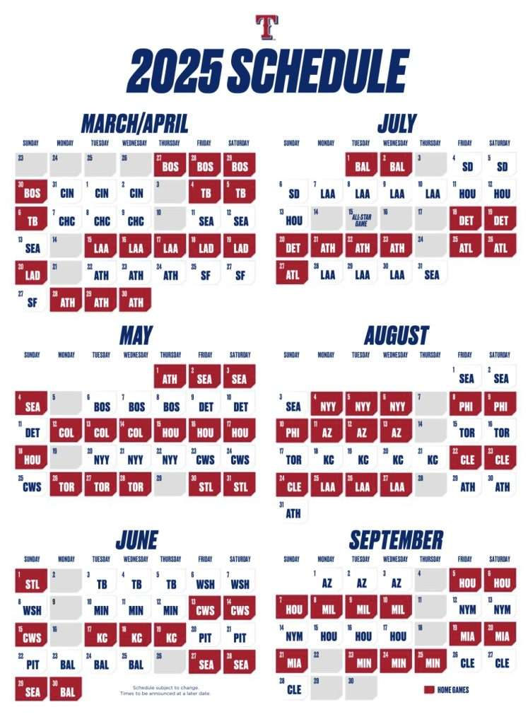 Rangers To Open 2025 Season At Home Vs Red Sox Jeff Wilson 39 s Texas 