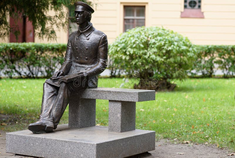 Sculpture Of Student In Front Of The Academic Building Of The Peter The 