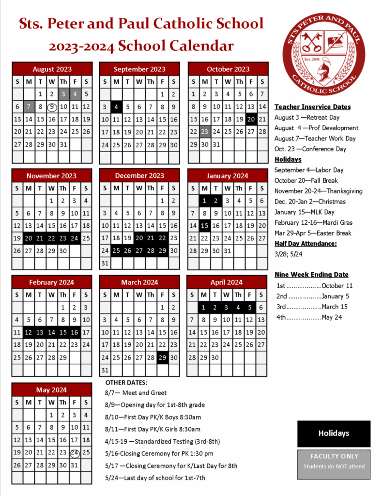 St Peter Schools Calendar Good Calendar Idea