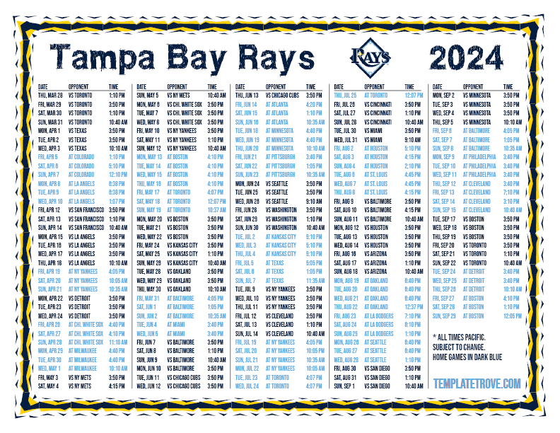 Tampa Bay Rays Calendar 2025 Madison Campbell