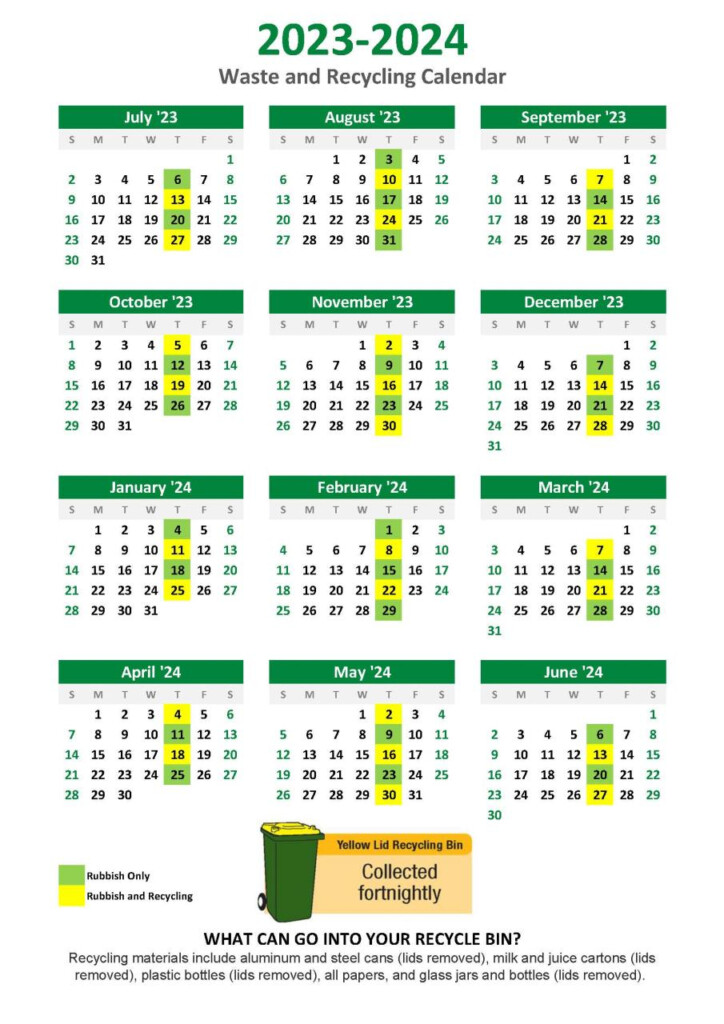 Waste Calendar 2025 Alejandra Deboer