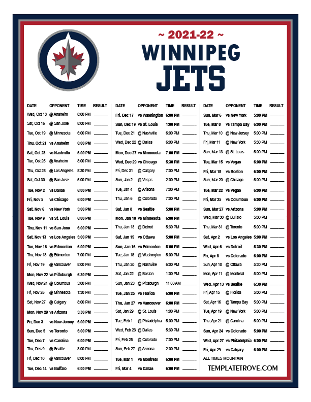 Winnipeg Jets Calendar 2025 Mariah Joy